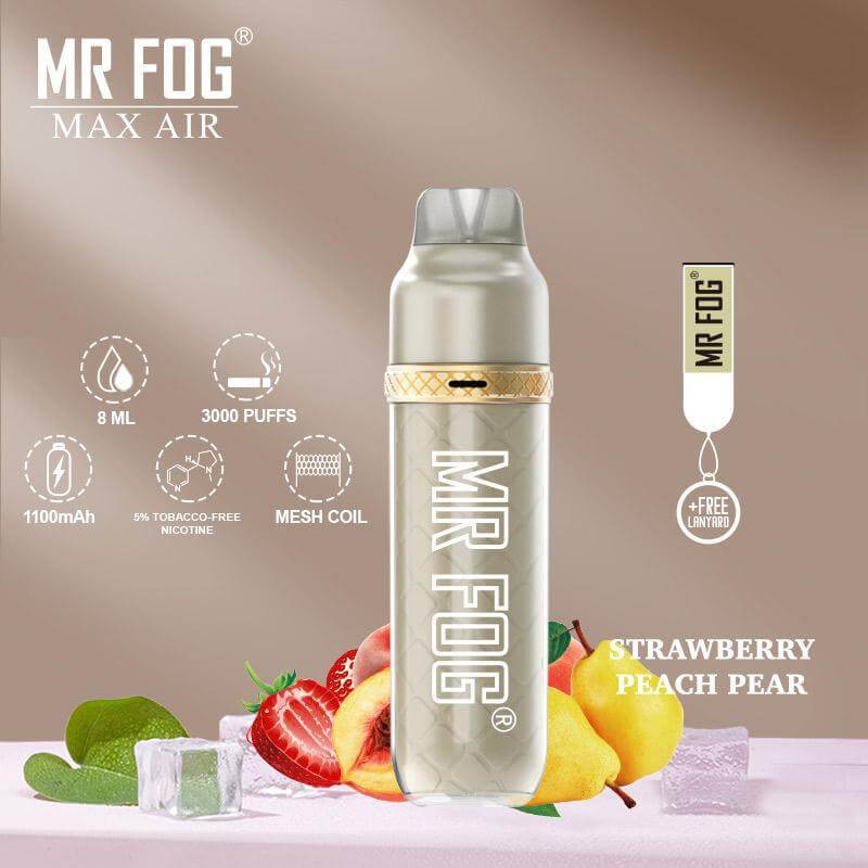 Mr Fog MAX AIR 8ML 3000 Puffs 1100mAh Prefilled Disposable Synthetic Nicotine Disposable With Mesh Coil Technology