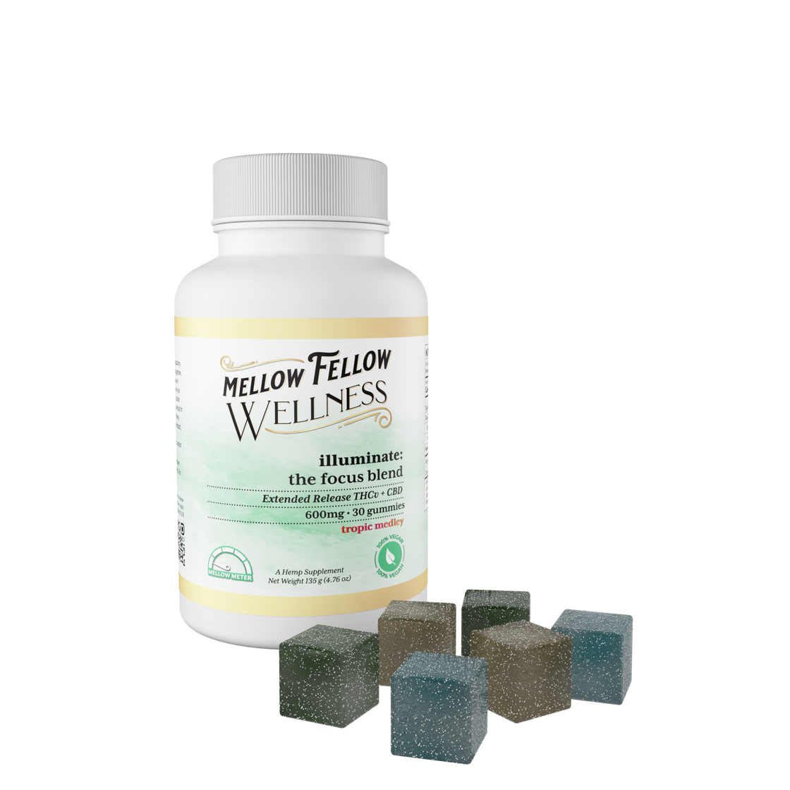 MELLOW FELLOW WELLNESS CBN + CBG + CBD TROPIC MEDLEY GUMMIES 30CT BOTTLE