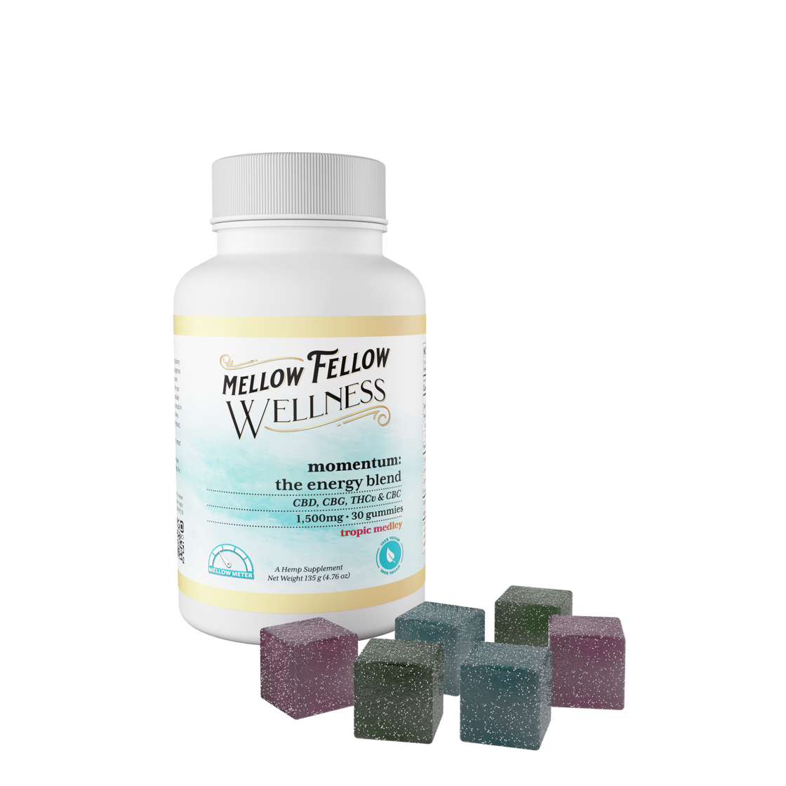 MELLOW FELLOW WELLNESS CBN + CBG + CBD TROPIC MEDLEY GUMMIES 30CT BOTTLE