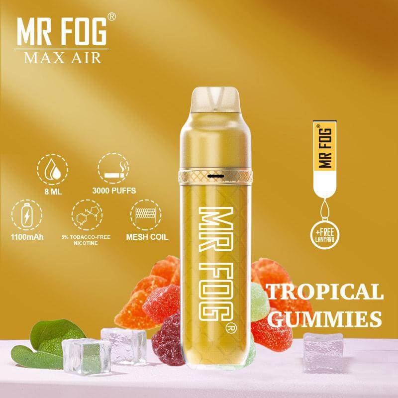 Mr Fog MAX AIR 8ML 3000 Puffs 1100mAh Prefilled Disposable Synthetic Nicotine Disposable With Mesh Coil Technology