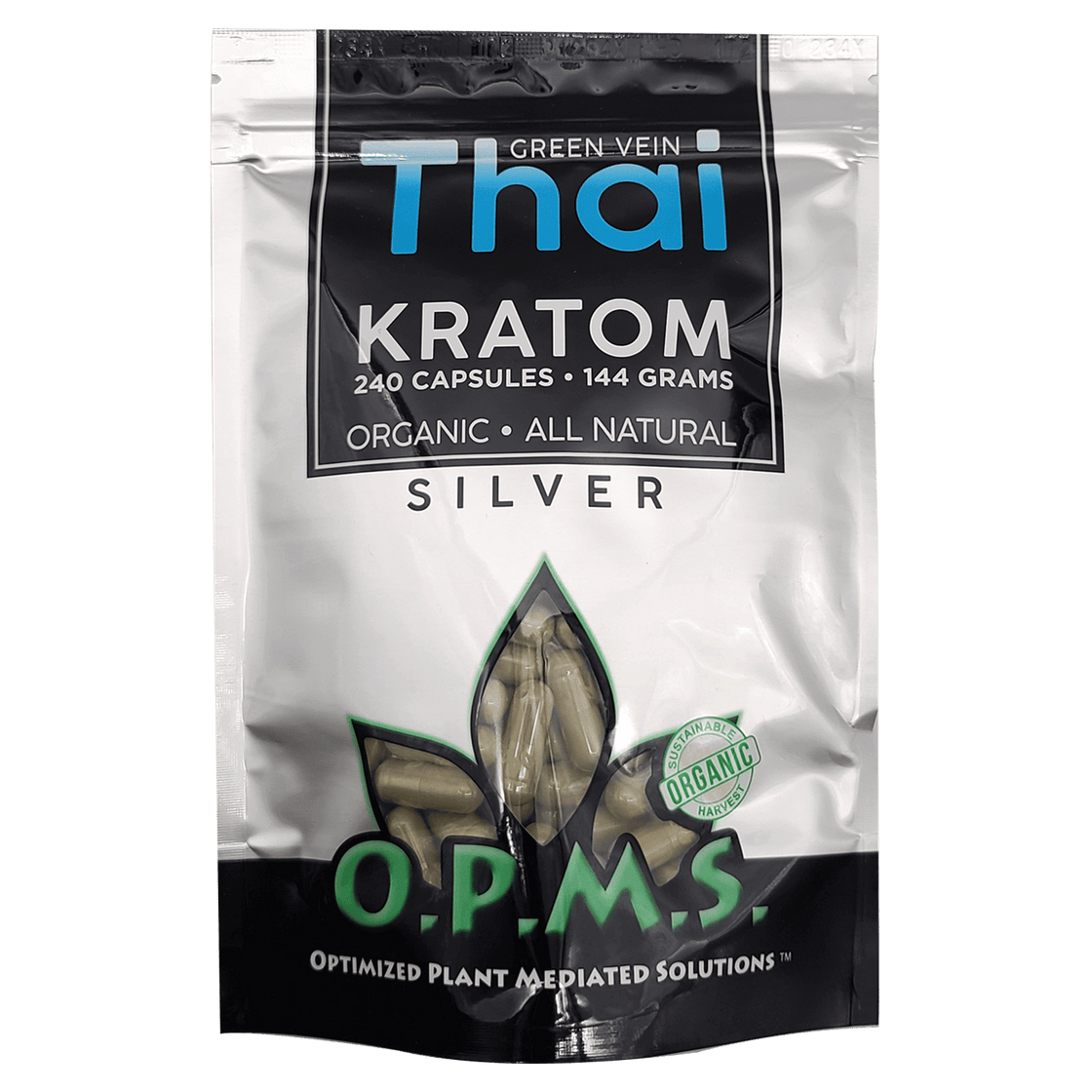 OPMS SILVER KRATOM (144 GRAMS) 240CT CAPSULES