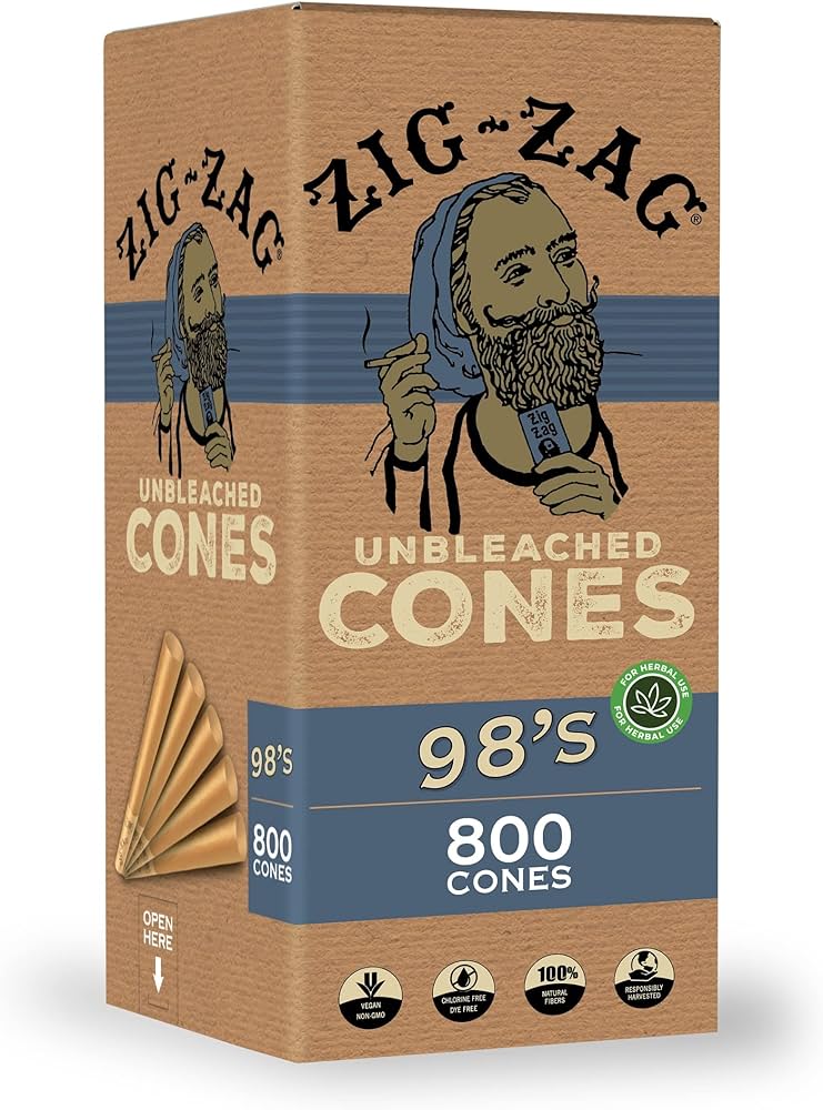 ZIG ZAG UNBLEACHED BULK ULTRA THIN 98’S CONES 800CT/ CARTON