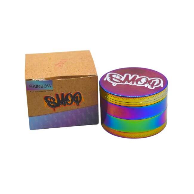 SMOQ 4 PARTS ZINC ALLOY 63MM GRINDER RAINBOW COLOR