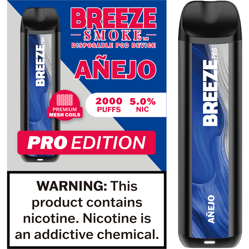 Breeze Smoke Pro Edition 6ML 2000 Puffs 1000mAh Prefilled Synthetic Nicotine Salt Pod Device With Mesh Coil Technology