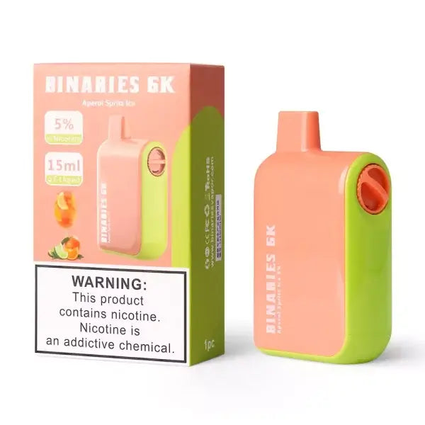 Binaries 6K 15ML 6000 Puffs 650mAh Adjustable Airflow Prefilled Nicotine Salt Rechargeable Disposable Device With Mesh Coil By Horizon Tech