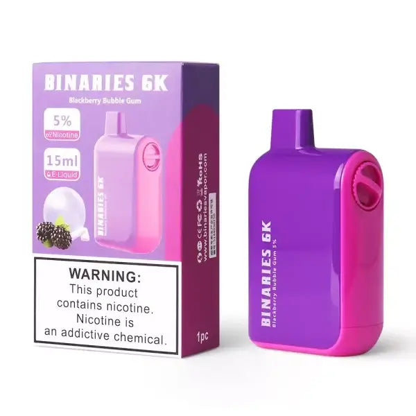 Binaries 6K 15ML 6000 Puffs 650mAh Adjustable Airflow Prefilled Nicotine Salt Rechargeable Disposable Device With Mesh Coil By Horizon Tech