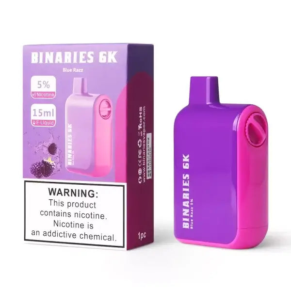 Binaries 6K 15ML 6000 Puffs 650mAh Adjustable Airflow Prefilled Nicotine Salt Rechargeable Disposable Device With Mesh Coil By Horizon Tech