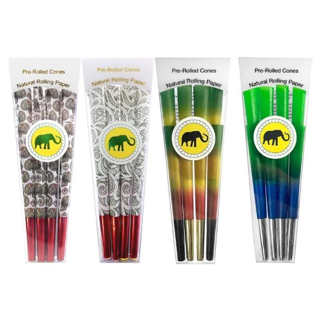 ELEPHANT ROLLING PAPER PRE ROLLED CONES ASSORTED DESIGN SINGLE