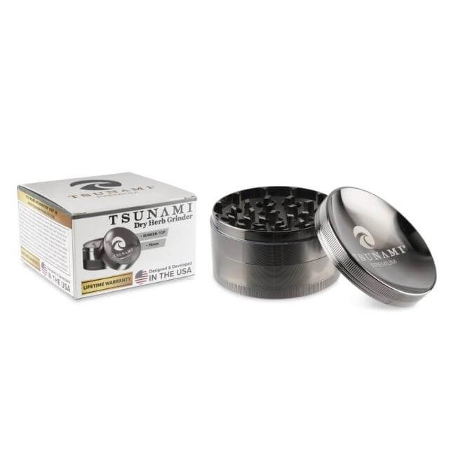 TSUNAMI DRY HERB CAVED SUNKEN TOP 75MM GRINDER