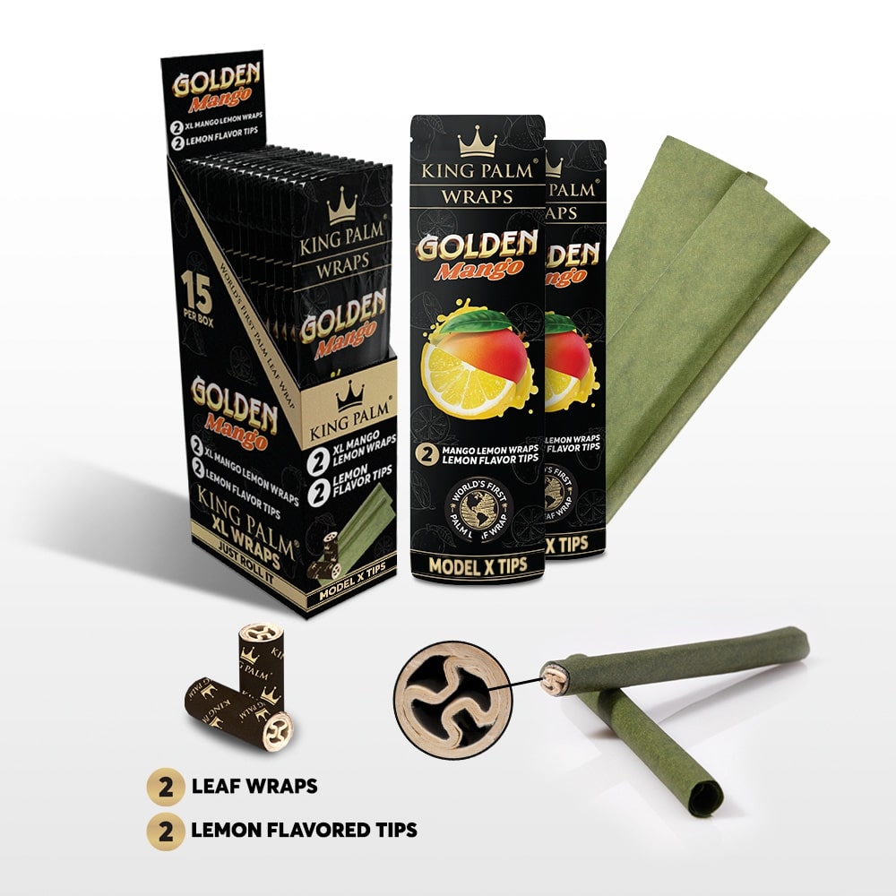 KING PALM FLAVORED PALM LEAF BLUNT XL WRAPS WITH TIPS 2PK