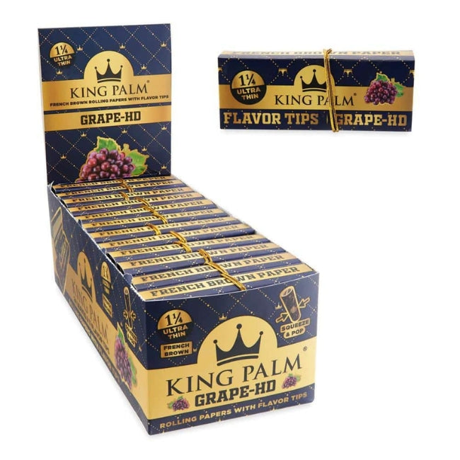 KING PALM 1 1/4 ULTRA THIN 24PK ROLLING PAPERS WITH FLAVOR TIPS