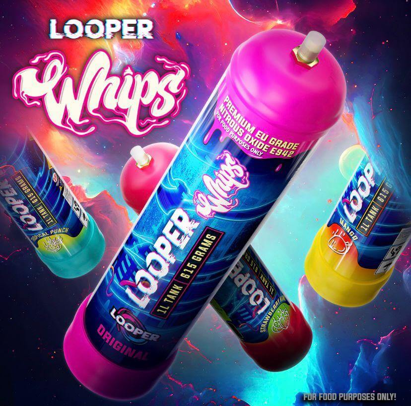 LOOPER WHIPS 615G N20 1LITRE TANK FLAVORED CREAM CHARGERS