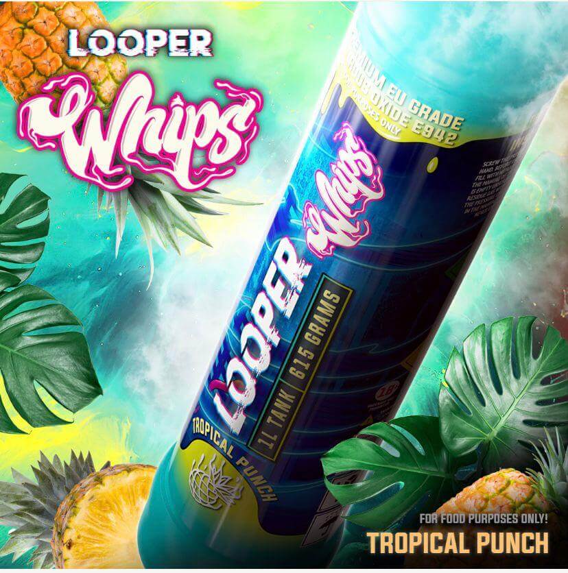 LOOPER WHIPS 615G N20 1LITRE TANK FLAVORED CREAM CHARGERS