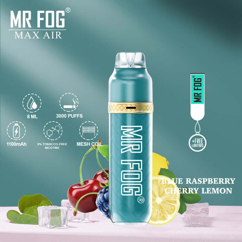 Mr Fog MAX AIR 7ML TOP AIRFLOW 3000 Puffs 1100mAh Prefilled Synthetic Nicotine Disposable With Mesh Coil Technology