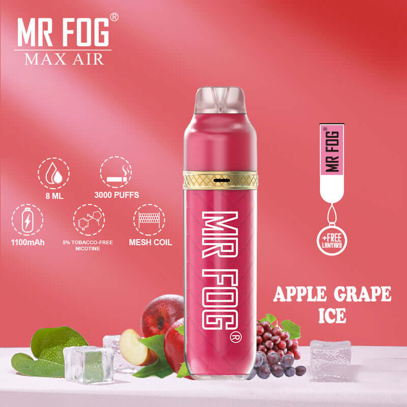 Mr Fog MAX AIR 7ML TOP AIRFLOW 3000 Puffs 1100mAh Prefilled Synthetic Nicotine Disposable With Mesh Coil Technology