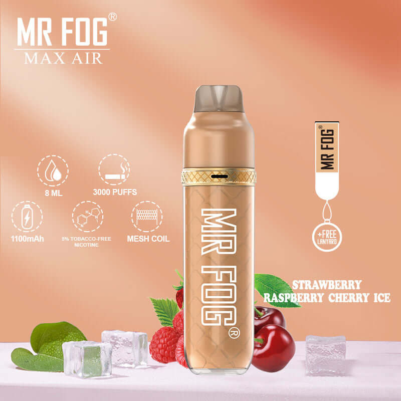 Mr Fog MAX AIR 7ML TOP AIRFLOW 3000 Puffs 1100mAh Prefilled Synthetic Nicotine Disposable With Mesh Coil Technology