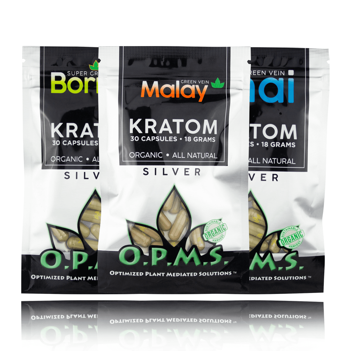 OPMS SILVER KRATOM (18 GRAMS) 30CT CAPSULES