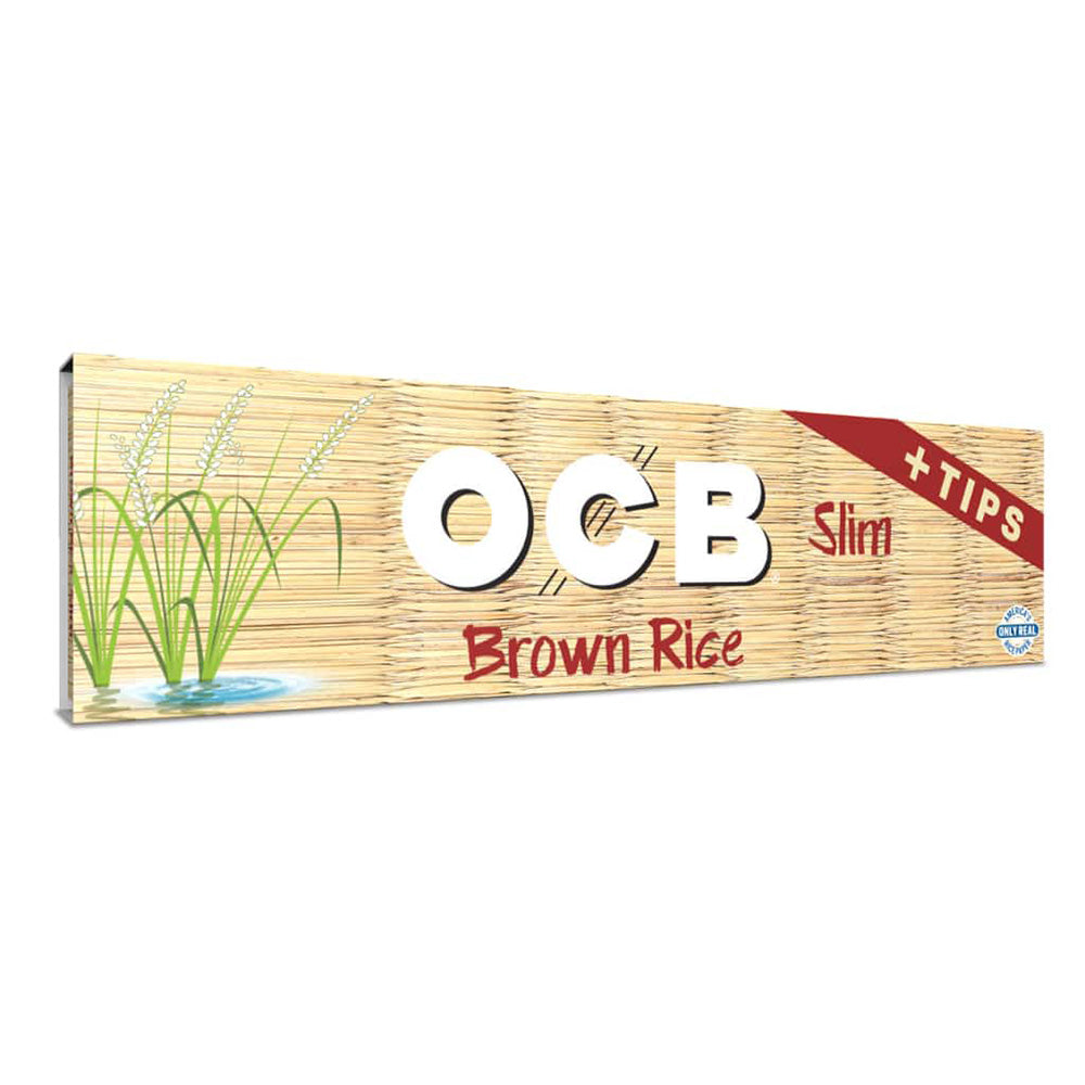 OCB BROWN RICE UNBLEACHED ROLLING PAPER + TIPS