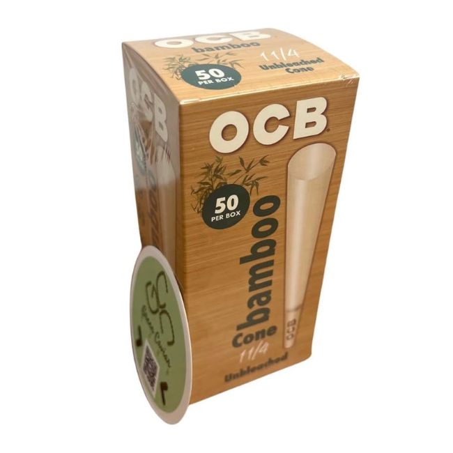 OCB UNBLEACHED 1 1/4 HEMP CONES 50CT/ BOX