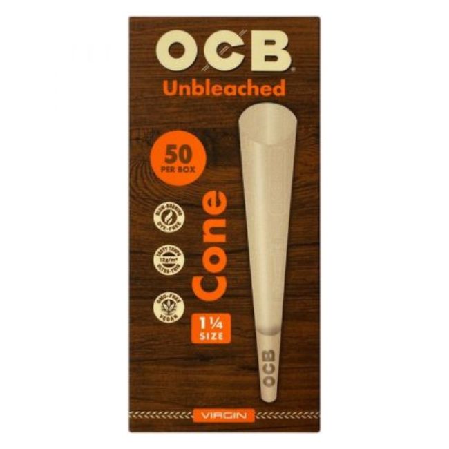 OCB UNBLEACHED 1 1/4 HEMP CONES 50CT/ BOX