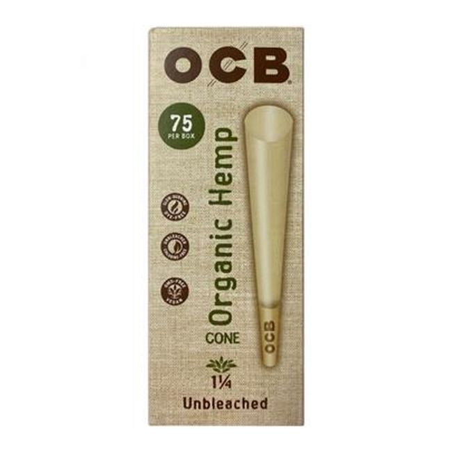 OCB UNBLEACHED 1 1/4 HEMP CONES 75CT/ BOX