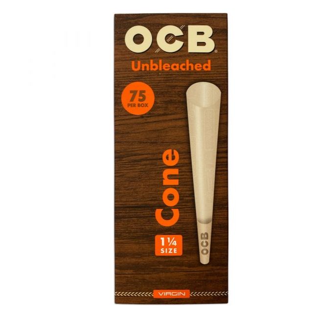 OCB UNBLEACHED 1 1/4 HEMP CONES 75CT/ BOX