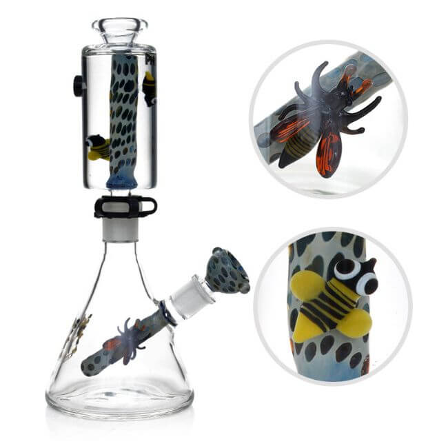 PHOENIX GLASS 10″ WITH HONEY BEE PATTERN HEAVY DUTY WATER PIPE