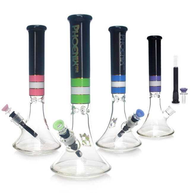 PHOENIX GLASS 16″ COLORFUL BEAKER WATER PIPE