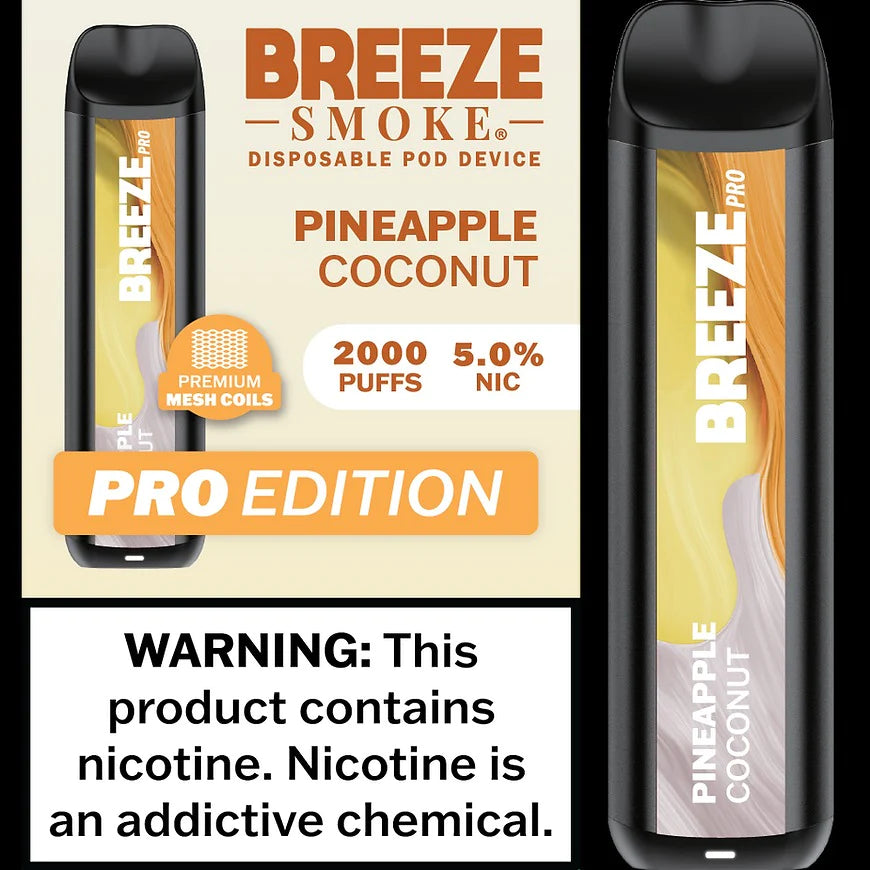 Breeze Smoke Pro Edition 6ML 2000 Puffs 1000mAh Prefilled Synthetic Nicotine Salt Pod Device With Mesh Coil Technology