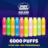 Puff Daddy 14ML 6000 Puffs 600mAh Prefilled Salt Nicotine Rechargeable Disposable Pod Device With Sub Ohm Super Mesh Coil