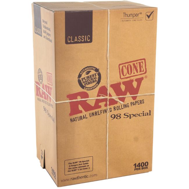 RAW CLASSIC 98 SPECIAL SLOW BURNING 1400 CONES PER BOX