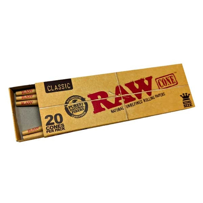 RAW CLASSIC KING SIZE CONES SINGLE 20CT/ BOX