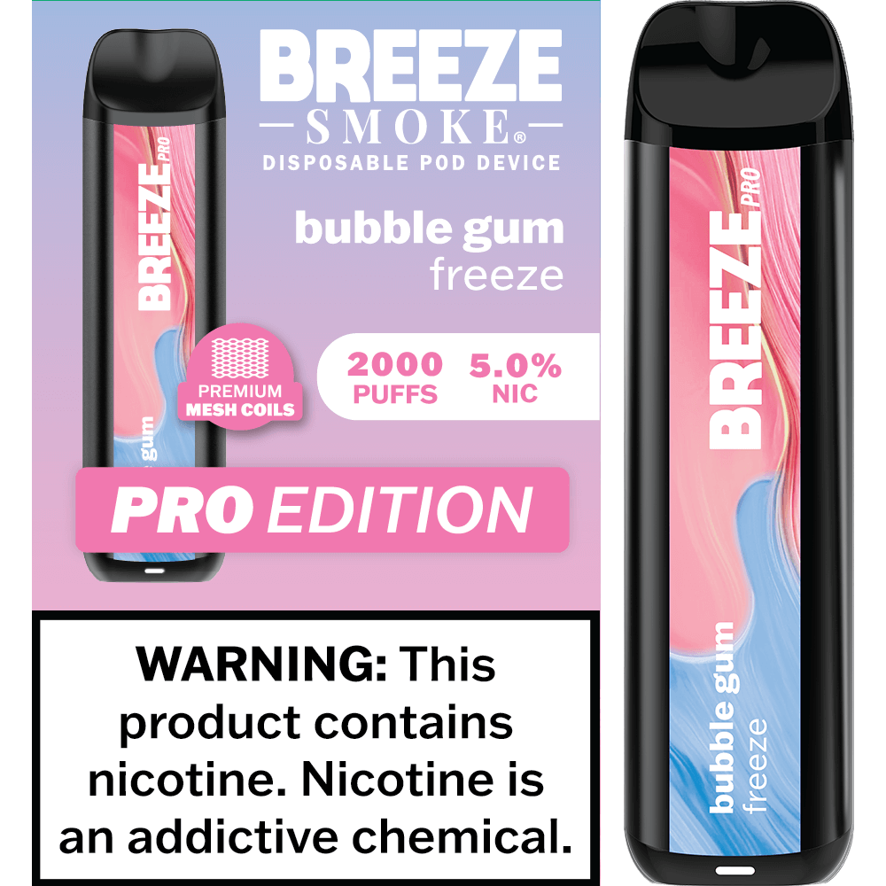 Breeze Smoke Pro Edition 6ML 2000 Puffs 1000mAh Prefilled Synthetic Nicotine Salt Pod Device With Mesh Coil Technology