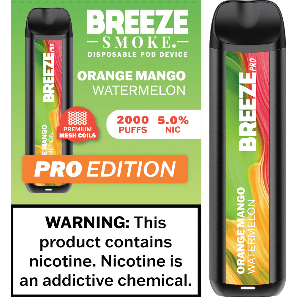 Breeze Smoke Pro Edition 6ML 2000 Puffs 1000mAh Prefilled Synthetic Nicotine Salt Pod Device With Mesh Coil Technology