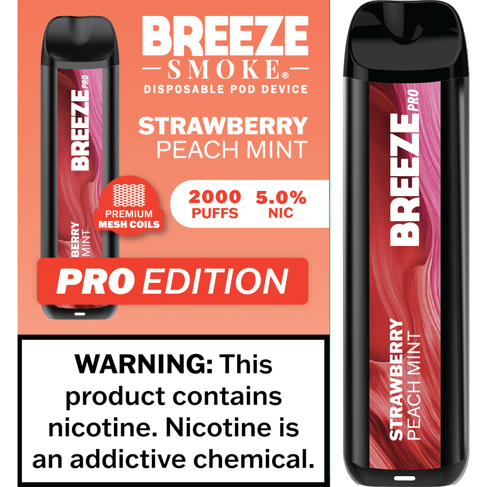 Breeze Smoke Pro Edition 6ML 2000 Puffs 1000mAh Prefilled Synthetic Nicotine Salt Pod Device With Mesh Coil Technology