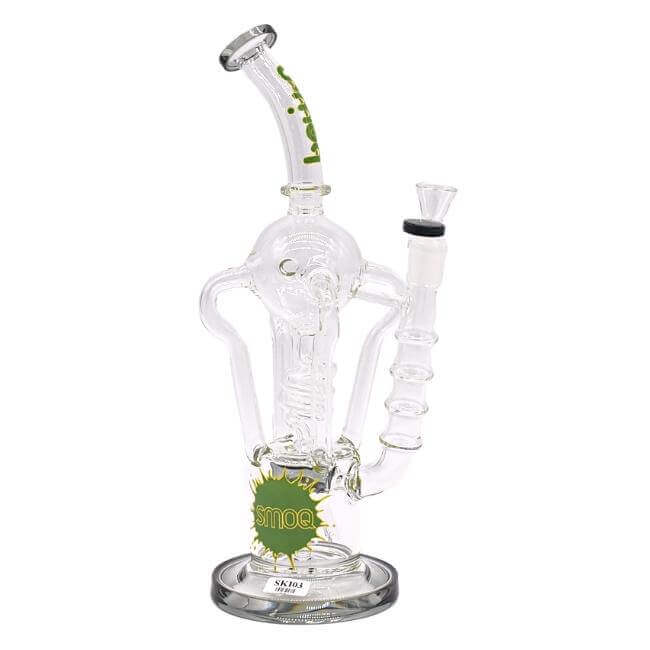 SMOQ GLASS 14″ SPRING DESIGN RECYCLER WATER PIPE