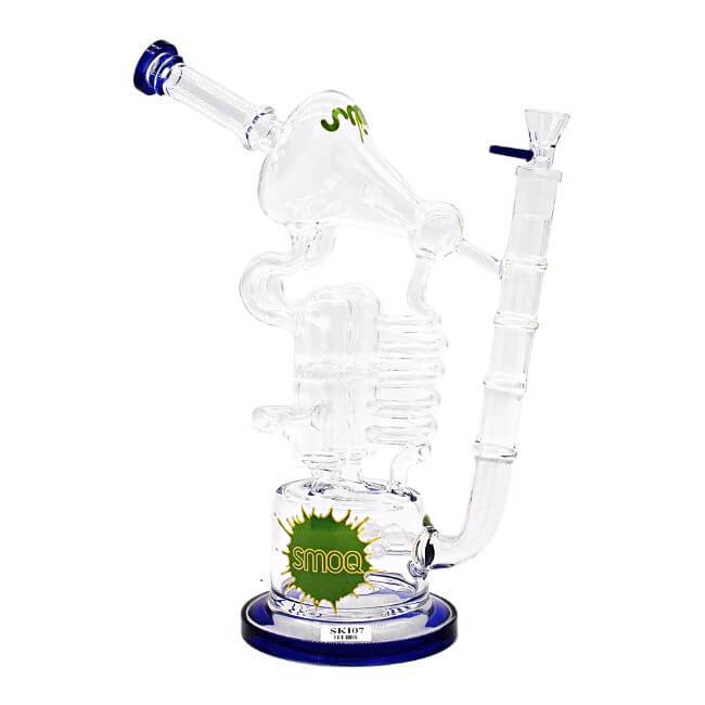 SMOQ GLASS 14″ PERC WITH SPRING DESIGN WATER PIPE