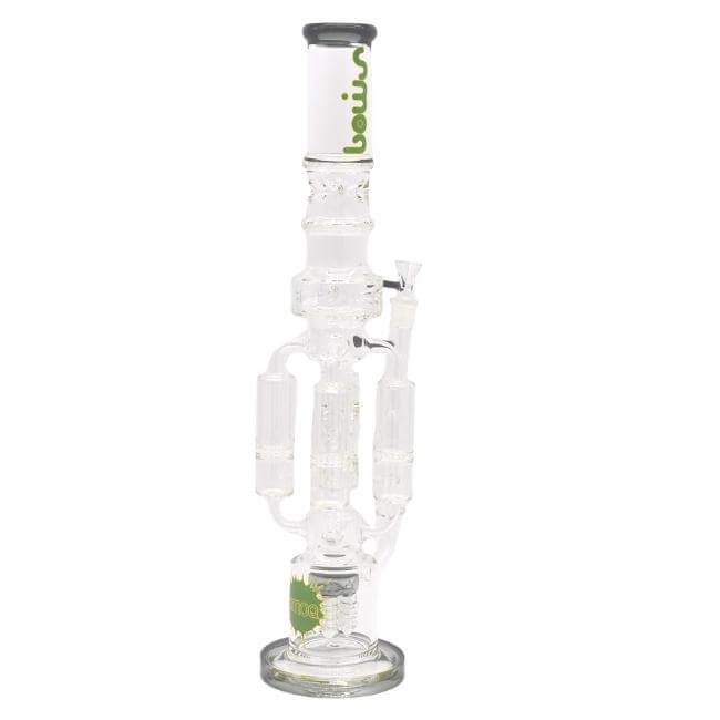 SMOQ GLASS 18″ 4 PERC DESIGN WITH ASH CATCHER WATER PIPE