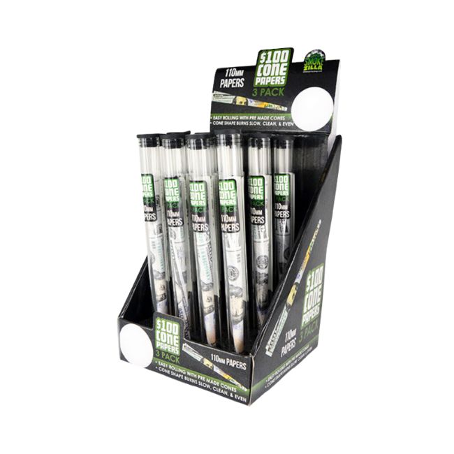 SMOKE ZILLA $100 BILL 110MM PAPER 3PK CONES – Dymok Smoke Shop