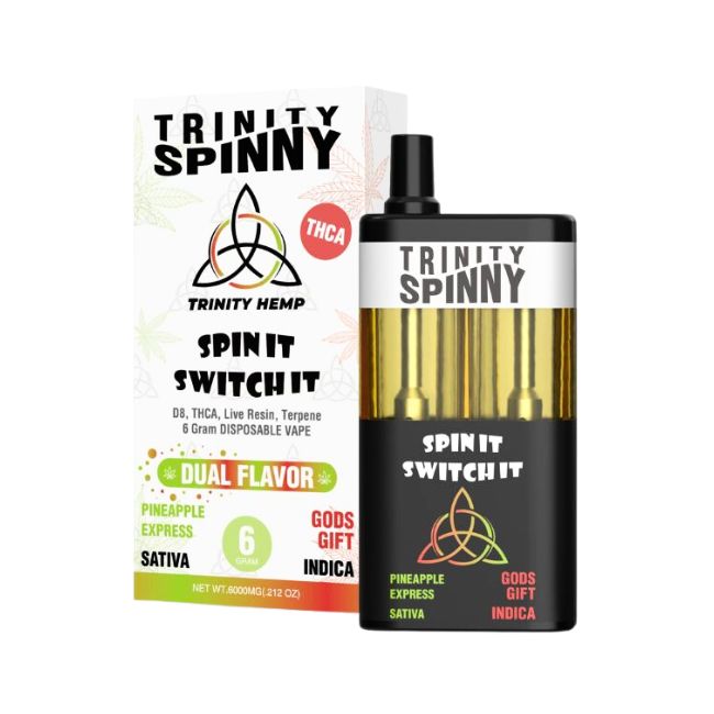 TRINITY HEMP SPIN IT SWITCH IT D8 + THCA + HHC + LIVE RESIN 6GM DUAL FLAVOR DISPOSABLE