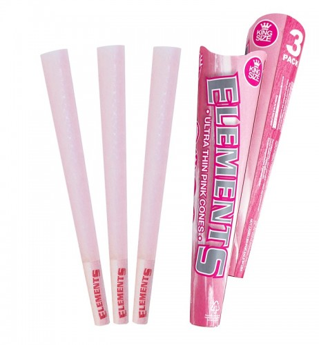 ELEMENTS PINK 3PK KING SIZE PRE ROLLED CONES