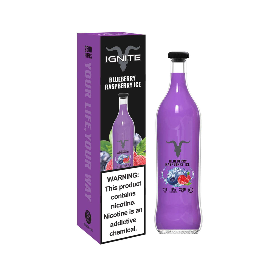 Ignite V25 7.5ML 2500 Puffs 1000mAh Prefilled Synthetic Nicotine Disposable Vape Pen Device