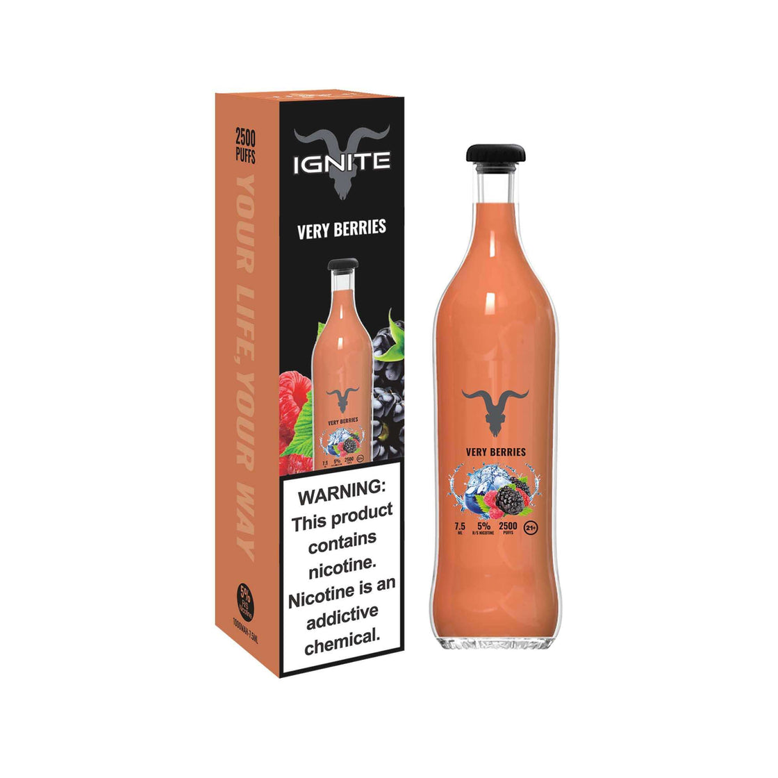 Ignite V25 7.5ML 2500 Puffs 1000mAh Prefilled Synthetic Nicotine Disposable Vape Pen Device