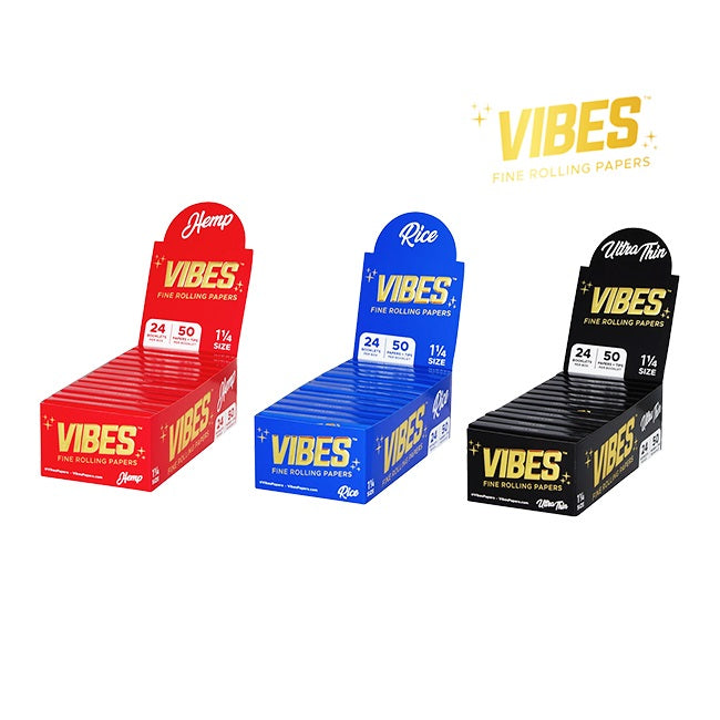 VIBES 1 1/4 ROLLING PAPER 50 PAPER + TIPS