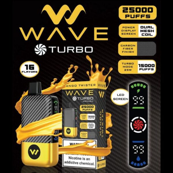 WAVE TURBO 5% DISPOSABLE (150ML) ECO MODE – 25K & TURBO. MODE – 15K PUFFS