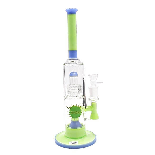 SMOQ GLASS 14″ WITH PERC DESIGN WATER PIPE