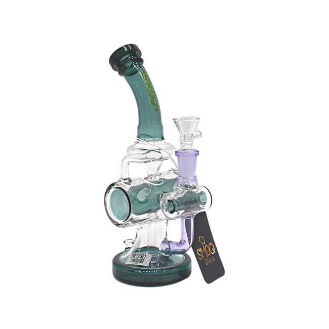 SMOQ GLASS 10″ DRUM DESIGN RECYCLER WATER PIPE