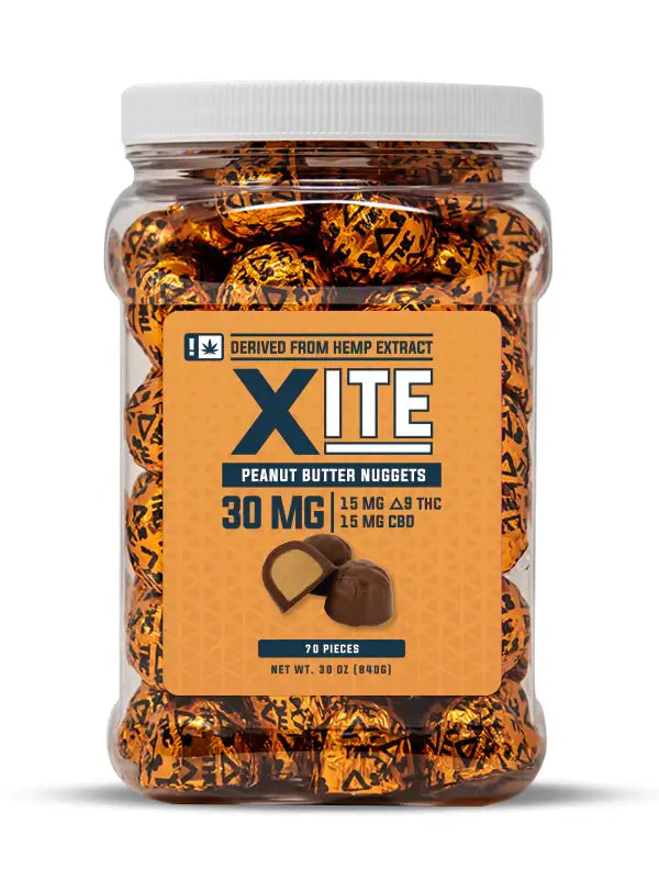 XITE DELTA 9 CHOCOLATE / TAFFY 30MG (70 PIECE / BOX) JAR