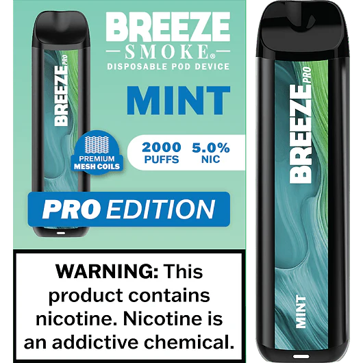 Breeze Smoke Pro Edition 6ML 2000 Puffs 1000mAh Prefilled Synthetic Nicotine Salt Pod Device With Mesh Coil Technology