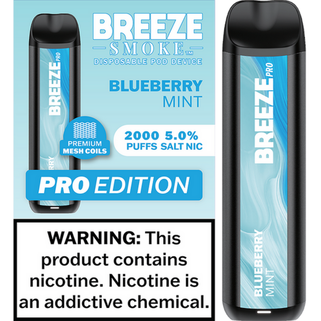 Breeze Smoke Pro Edition 6ML 2000 Puffs 1000mAh Prefilled Synthetic Nicotine Salt Pod Device With Mesh Coil Technology